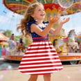 thumbnail image 5 of KPOPLK 4th of July Toddler Girl Outfit Dress Smocked USA Sleeveless Tie Strap Fouth of July Dresses Kids Patriotic Clothes(4-5 Years,Watermelon Red), 5 of 6