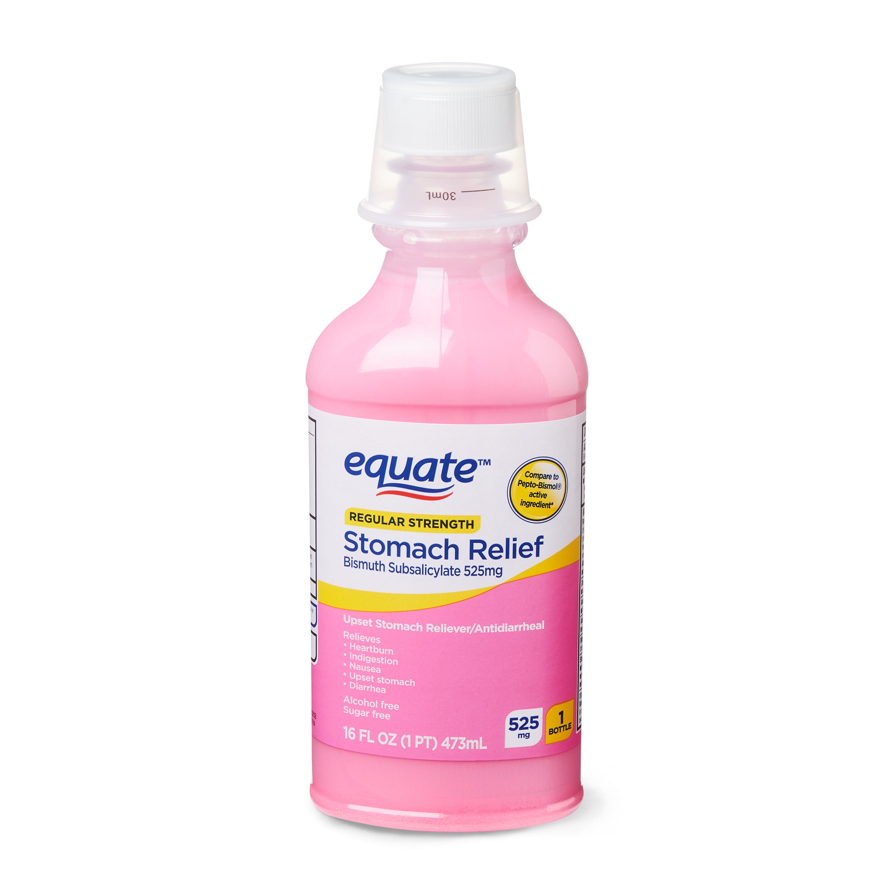 Equate Regular Strength Stomach Relief Liquid, 525 mg, 16 fl oz