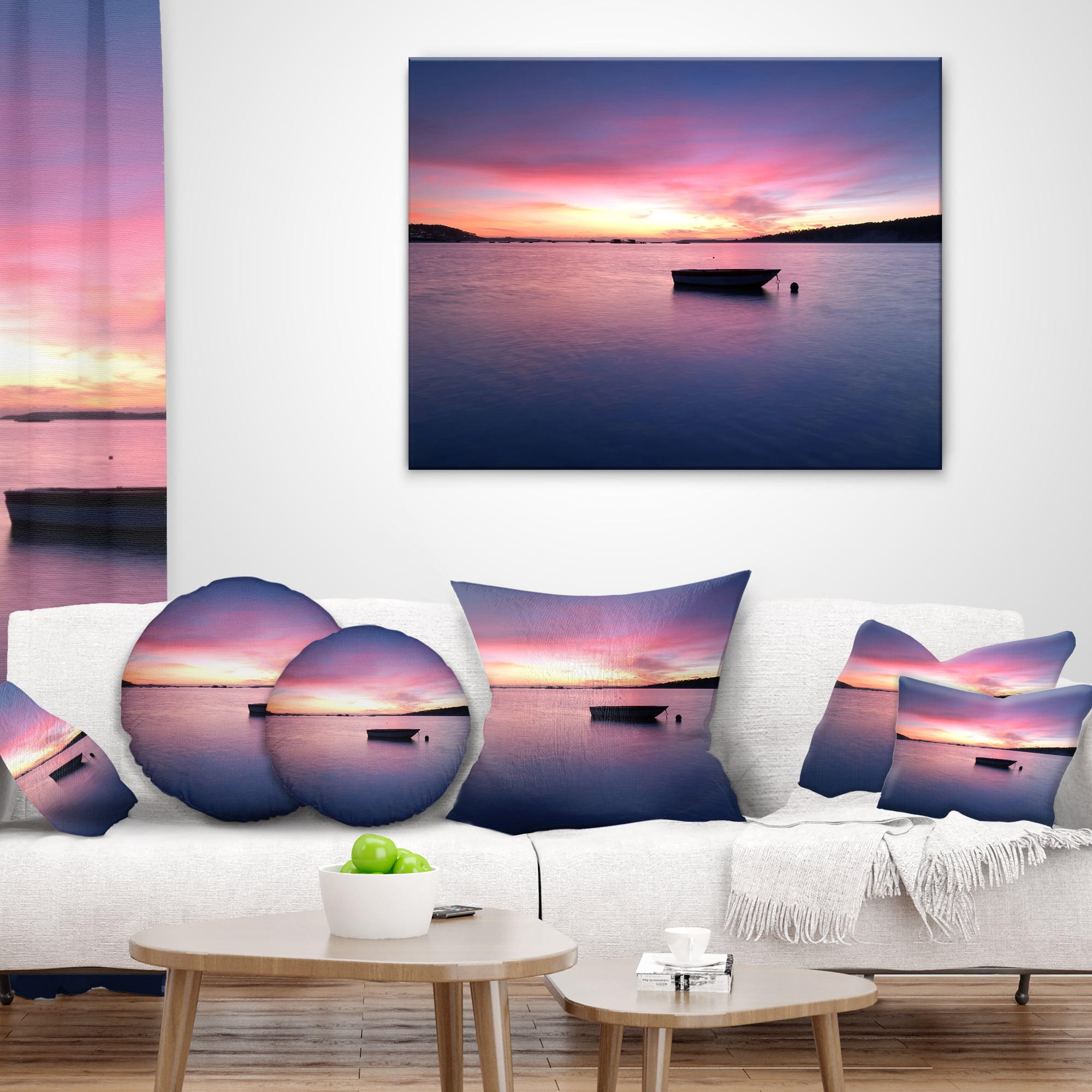 Designart Lagoa de Albufeira Seascape Portugal - Seashore Throw Pillow - 16x16