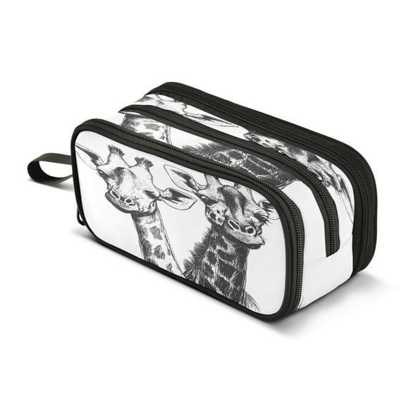 ALAZA Giraffes Pencil Case Bag 3 Compartment Pen Pouch Large Storage Holder Box Organizer