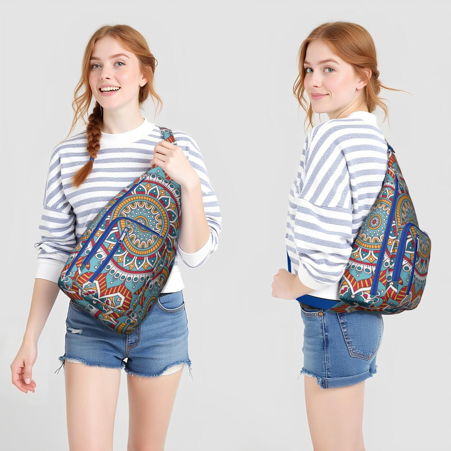 Ethnic Tribal Mandala Sling Backpack – Sacred Geometric Folk 