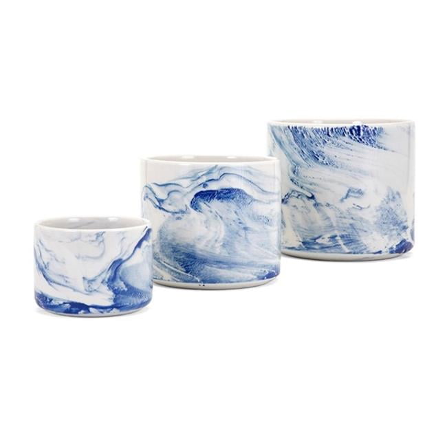 IMAX Worldwide Home 145643 Willow Faux Marble Planters, Set of 3