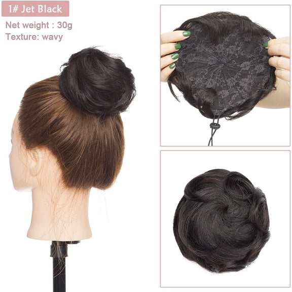 Human Hair Bun Donut Updo Clip In Hairpiece Elegant Drawstring Chignon Ponytail Extenstions