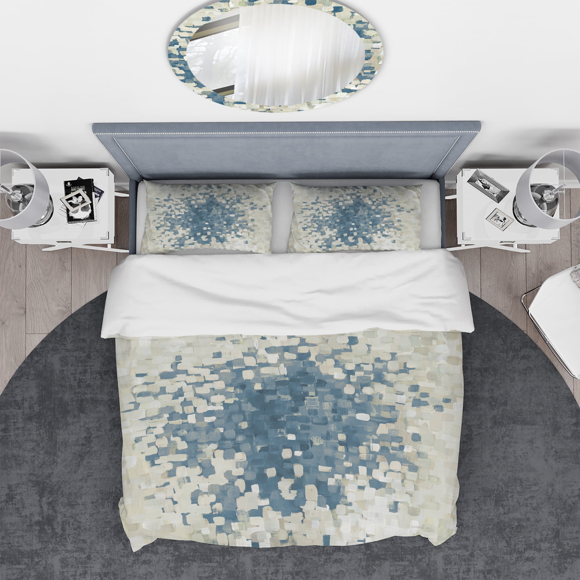 Designart 'Geometric Blue Spots' Geometric Duvet Cover Set