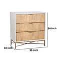 thumbnail image 5 of Eli 34 Inch 3 Drawer Small Dresser Nightstand, Corrugated Panels, White, Gold- Saltoro Sherpi, 5 of 6