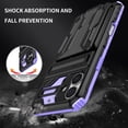 thumbnail image 6 of Heavy Duty Case for iPhone 16 Credit Card Slot Holder Kickstand Bracket Cover, Military Grade Dual-Layers Rugged PC Shockproof Anti-Scratches Lens Protection Case, Purple, 6 of 9