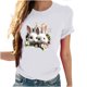 thumbnail image 4 of Tops de Cuello Alto para las Mujeres Amante Impreso Camiseta Cuello Redondo Manga Corta, Poliéster Spandex, 4 of 7