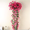 thumbnail image 2 of Realistic Hanging Artificial Vine Wedding Decoration, Romantic Artificial Plant Decorative Flower Window Ornament Wall Fake Leaf Simulation Fuchsia 1PC, 2 of 4