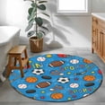 thumbnail image 3 of Blue Sports Round Area Rug 3Ft Washable Small Circle Rugs for Kitchen Entryway, Football Basketball Rugby Baseball Non-Slip Carpet Floor Mats Indoor Outdoor Carpet Runner Aesthetic Home Decor, 3 of 8