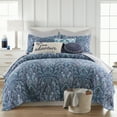 thumbnail image 3 of Levtex Home - Bellamy Teal Quilt - Euro Sham - Medallion Icons in Navy and White - Quilt (26x26in.) - Reversible - Cotton, 3 of 3