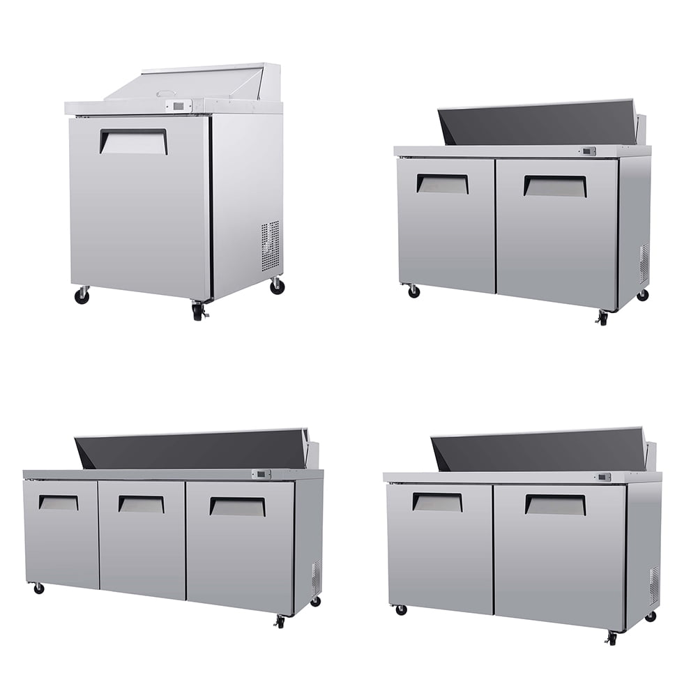 Yesurprise Commercial Refrigerator, Sandwich Prep Table with Adjustable Shelf Brackets, Automatic Defrosting Function, Food Pans, Detachable Cutting Board Salad Refrigerator