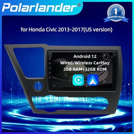 9 inches HD Car Stereo With Camera for Honda Civic 2013-2017 (US version) Android 12 Radio Touch Screen Multimedia Radio Built in Apple Carplay Andriod Auto, Support Mirroring GPS Navigation