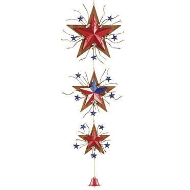 Collections Etc Patriotic Hanging Stars Door Decoration - 11.500 x 10.750 x 4.880