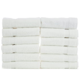 Bare Cotton Luxury Hotel & Spa Towel 100% Genuine Turkish Cotton Washcloths - White - Dobby Border -  Set of 6