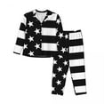 thumbnail image 4 of American Flag Pajama Sets Spring Black and White Fashion Sleep Sleepwear Lady Two Piece Loose Oversize Graphic Nightwear Gift, 4 of 6
