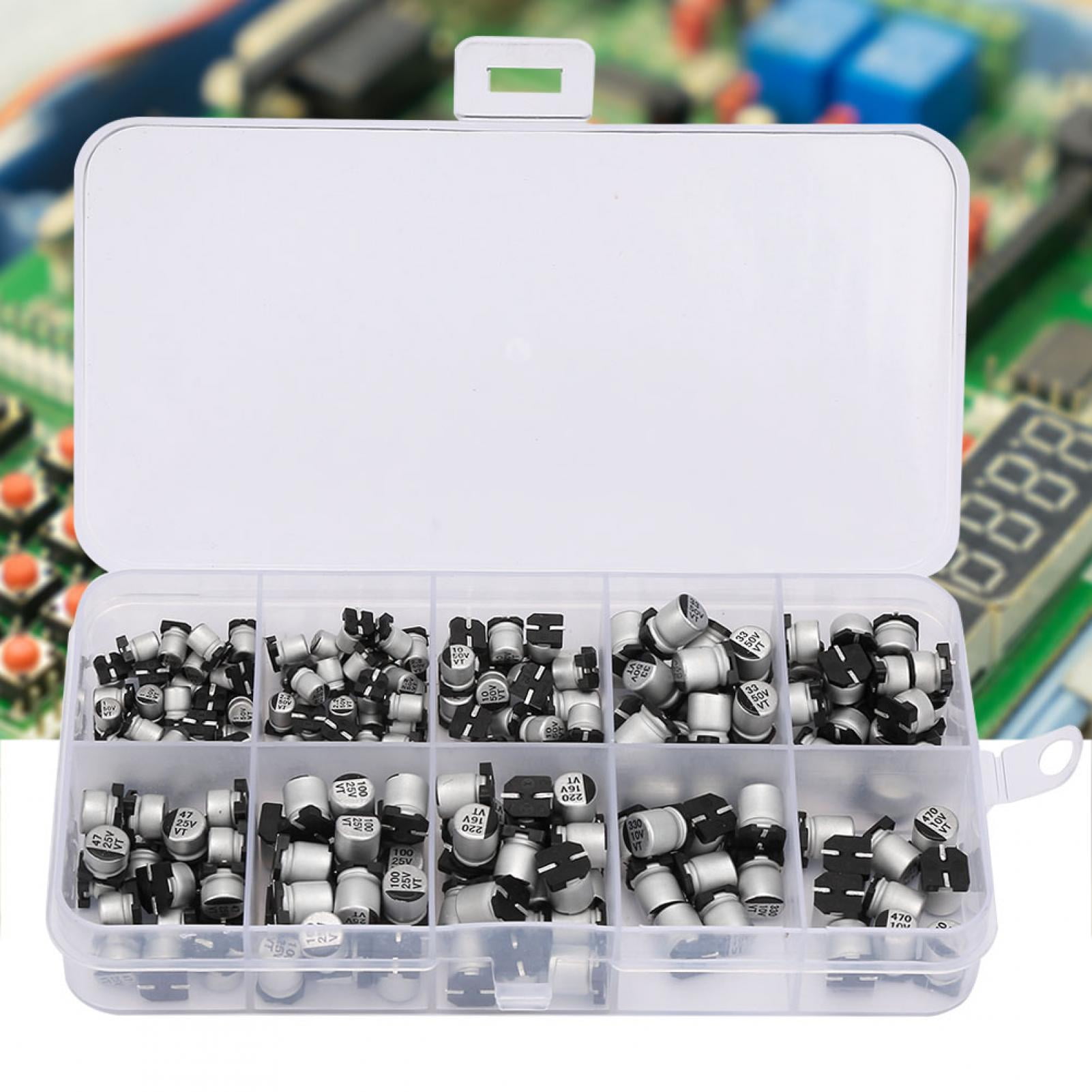 200pcs SMD Aluminum Electrolytic Capacitors Assortment Box Kit 10 Value 1UF to 470UF 200pcs SMD Aluminum Electrolytic Capacitors Assortment Box Kit 10 Value 1UF to 470UF