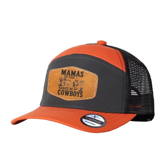 Vergiac Western Style Leather Patch Spliced Trucker Hat Adjustable Unisex Cap for Travel Vacation