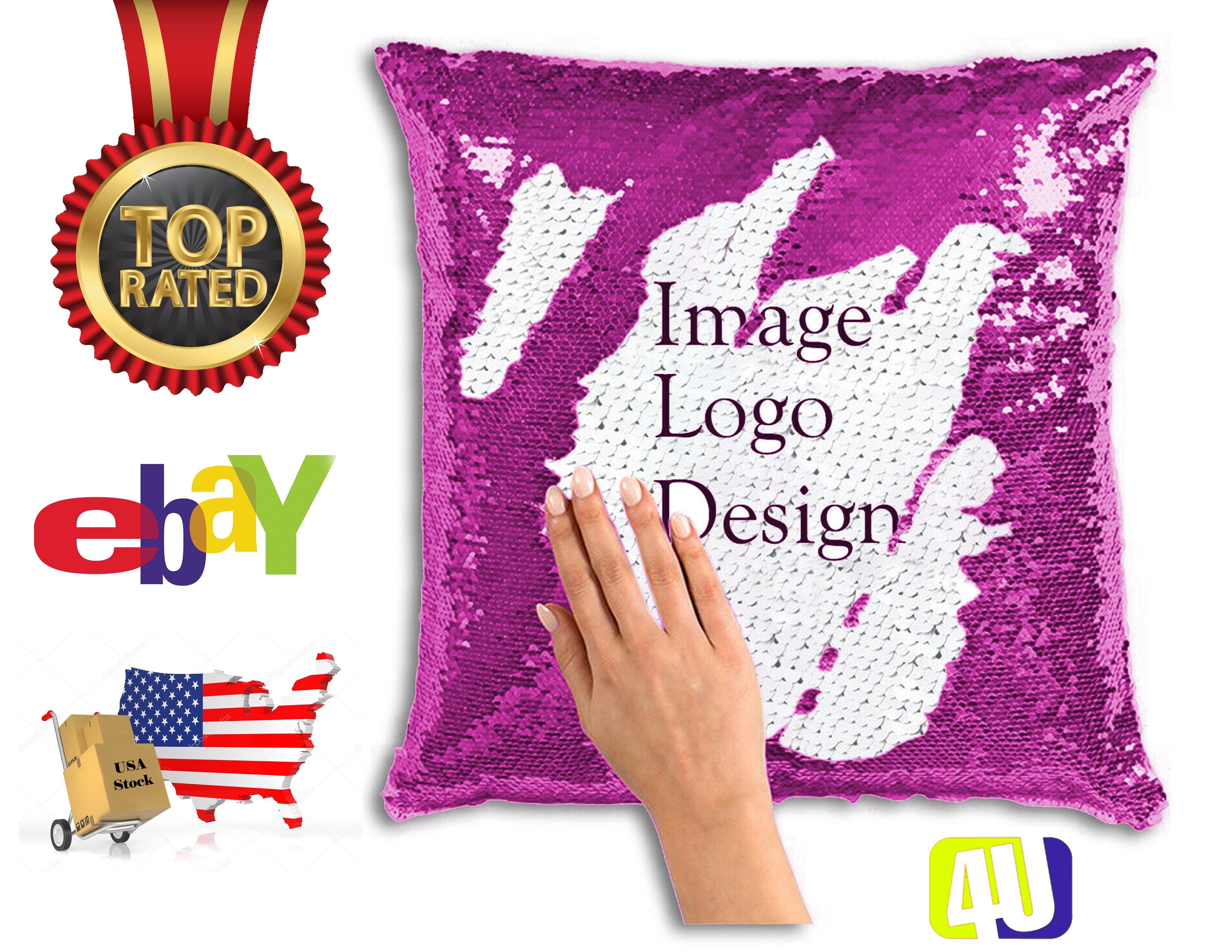Justice Logo Flip Sequin Pillow Plum with Logo