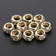 thumbnail image 2 of 10Pcs Crystal Rhinestone , Large Hole Rondelle Spacer Beads Fit Snake Chain Charms Bracelet Gold 10mm, 2 of 8