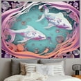thumbnail image 2 of PRATYUS  Wall Hanging Tapestry Underwater Sea Cave with Coral Seabed in Algae and Dolphin Deep Blue Ocean Wildlife Tapestry Wall Dorm Tapestry 50x40inch, 2 of 6