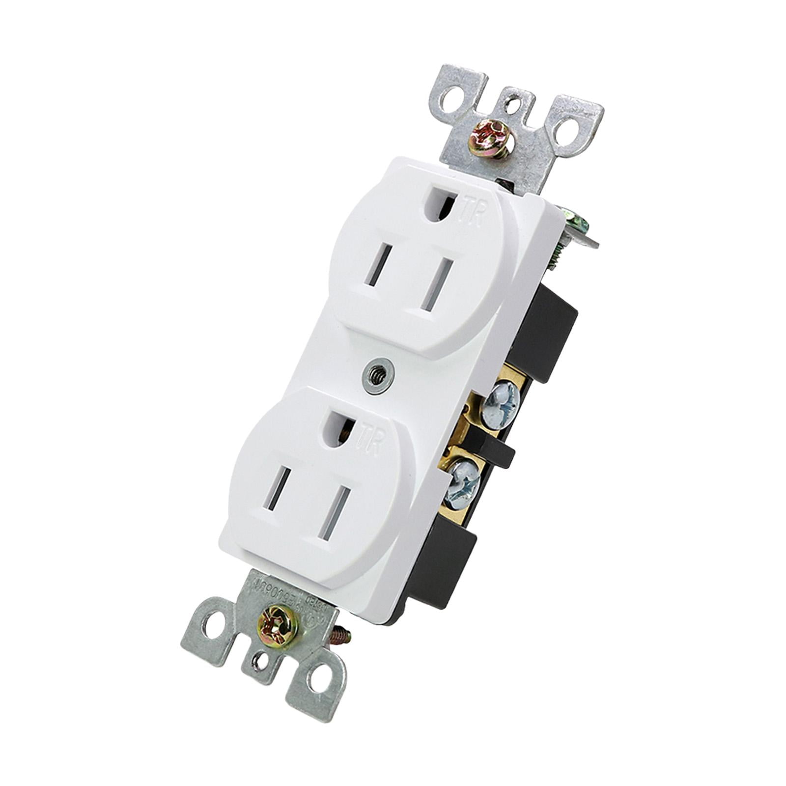 Wall Socket Wall Receptacle 3 Prong Modern Double Outlet Recessed Wall Adapter Wall Outlet for Kitchen Room Restaurant Office Dorm