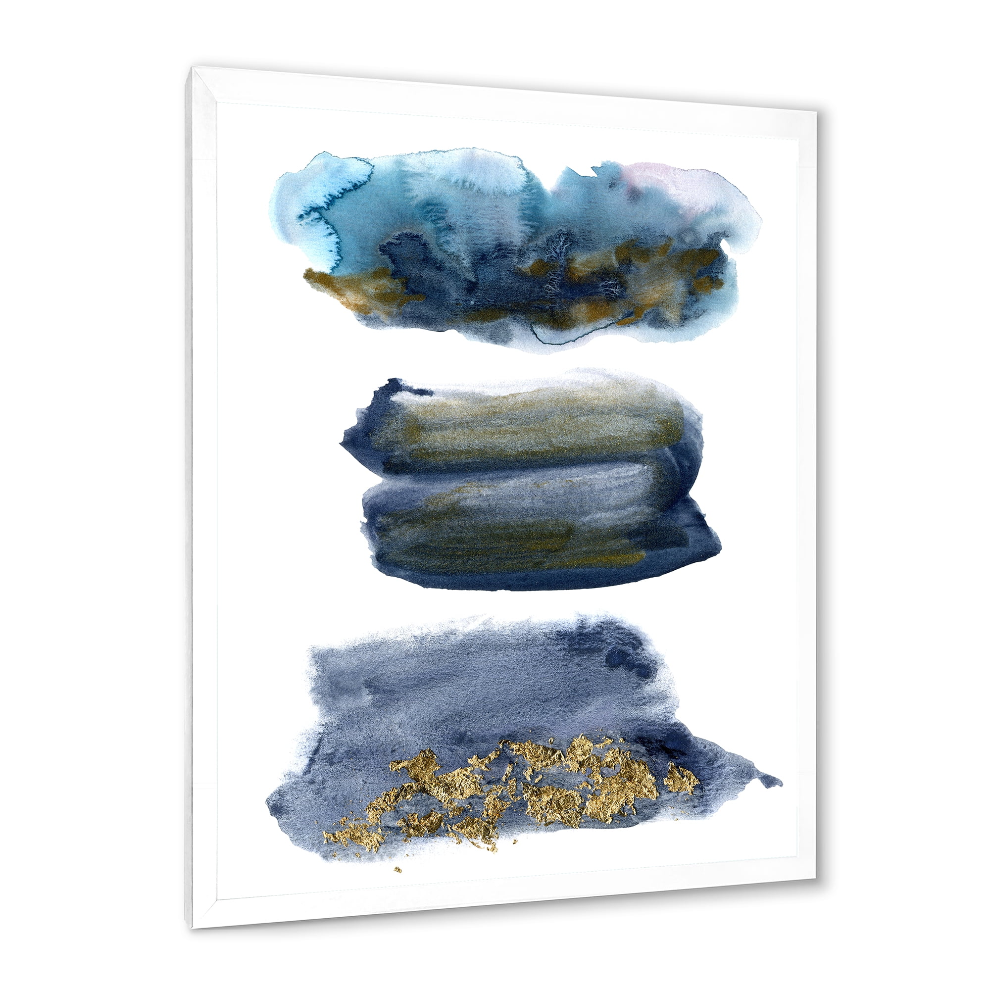 Designart 'Abstracts Clouds With Golden Touches' Modern Framed Art Print