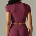 thumbnail image 5 of Women's Casual Yoga Zipper Short Sleeve Tight Fitness Top, 5 of 5