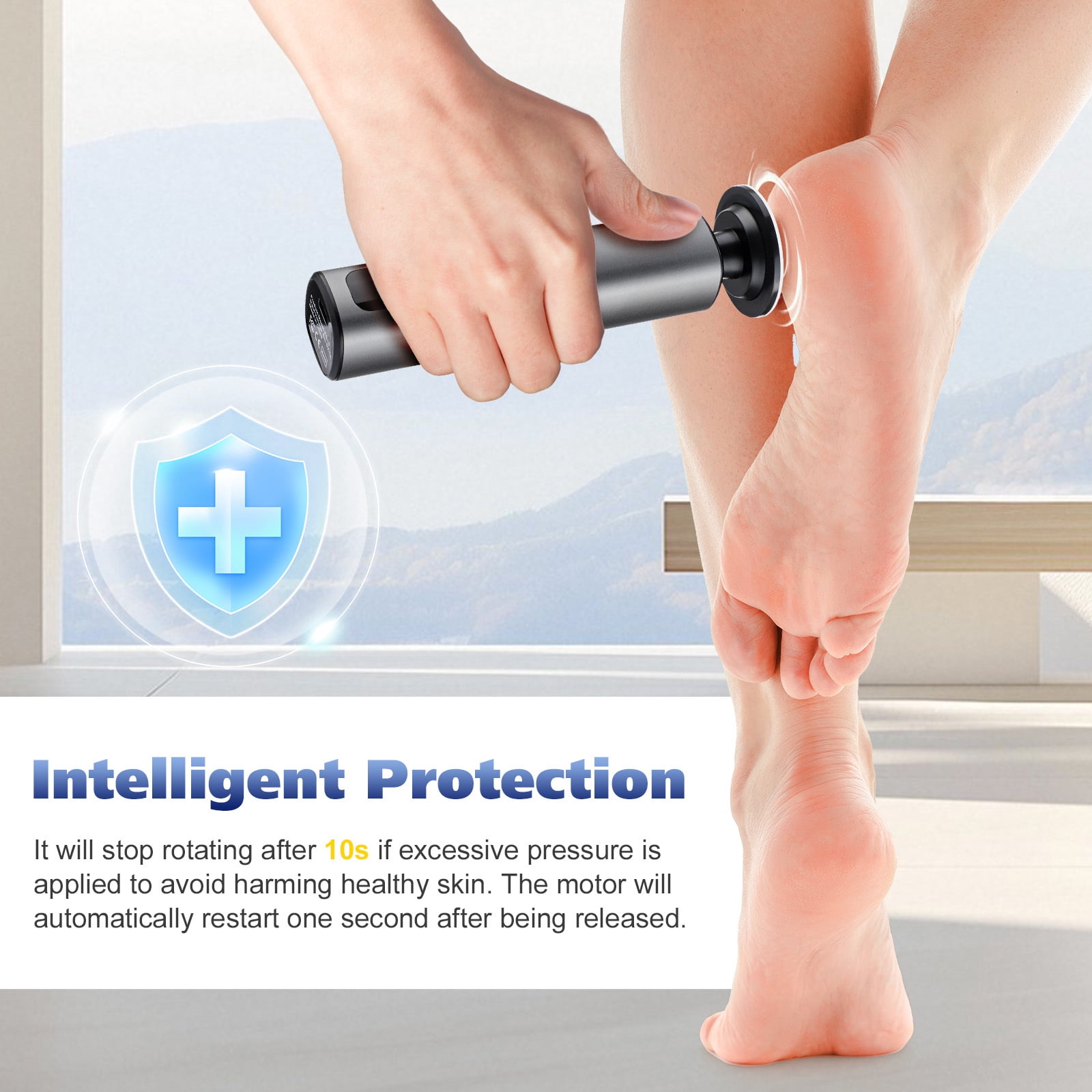 Electric Foot Callus Remover, 2 in 1 Electric Foot File Nail Grinder with Sandpaper Disk, 9 Speed, 2pcs Rotary Grinding Heads, Foot Sander Pedicure Tools for Feet Dead Skin, Black