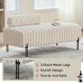 thumbnail image 4 of 49.6" Wide Upholstered Mini Loveseat with Metal Legs, 2-Seater Small Sofa End of Bed Bench Window Ottoman Footrest with Adjustable Back for Living Room Bedroom Entryway Hallway Small Space, Beige, 4 of 7