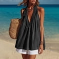 thumbnail image 2 of Ltctricy Womens Halter Denim Tops Summer V Neck Sleeveless Tank Tops Flowy Peplum Blouses Loose Vacation Beach Outfits, 2 of 6