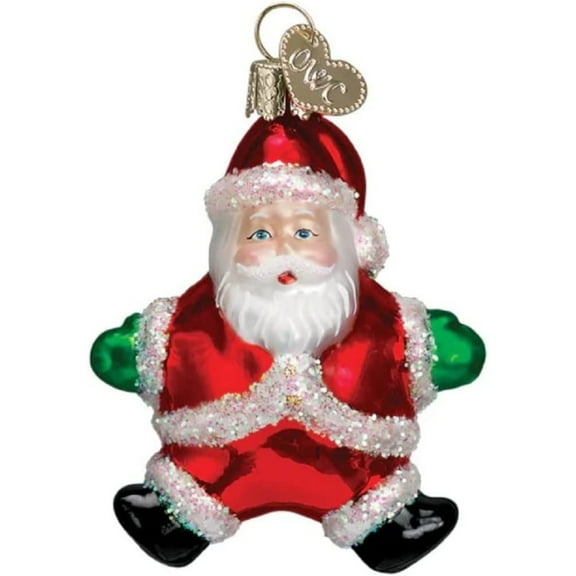 Old World Christmas Blown Glass Ornament for Christmas Tree, Small Silly Santa