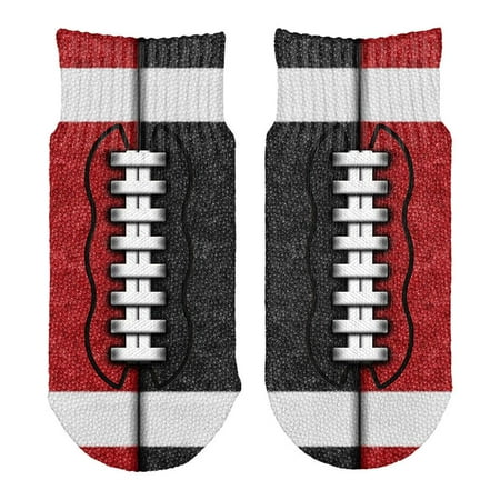 

Fantasy Football Team Red and Black All Over Toddler Ankle Socks White Standard One Size