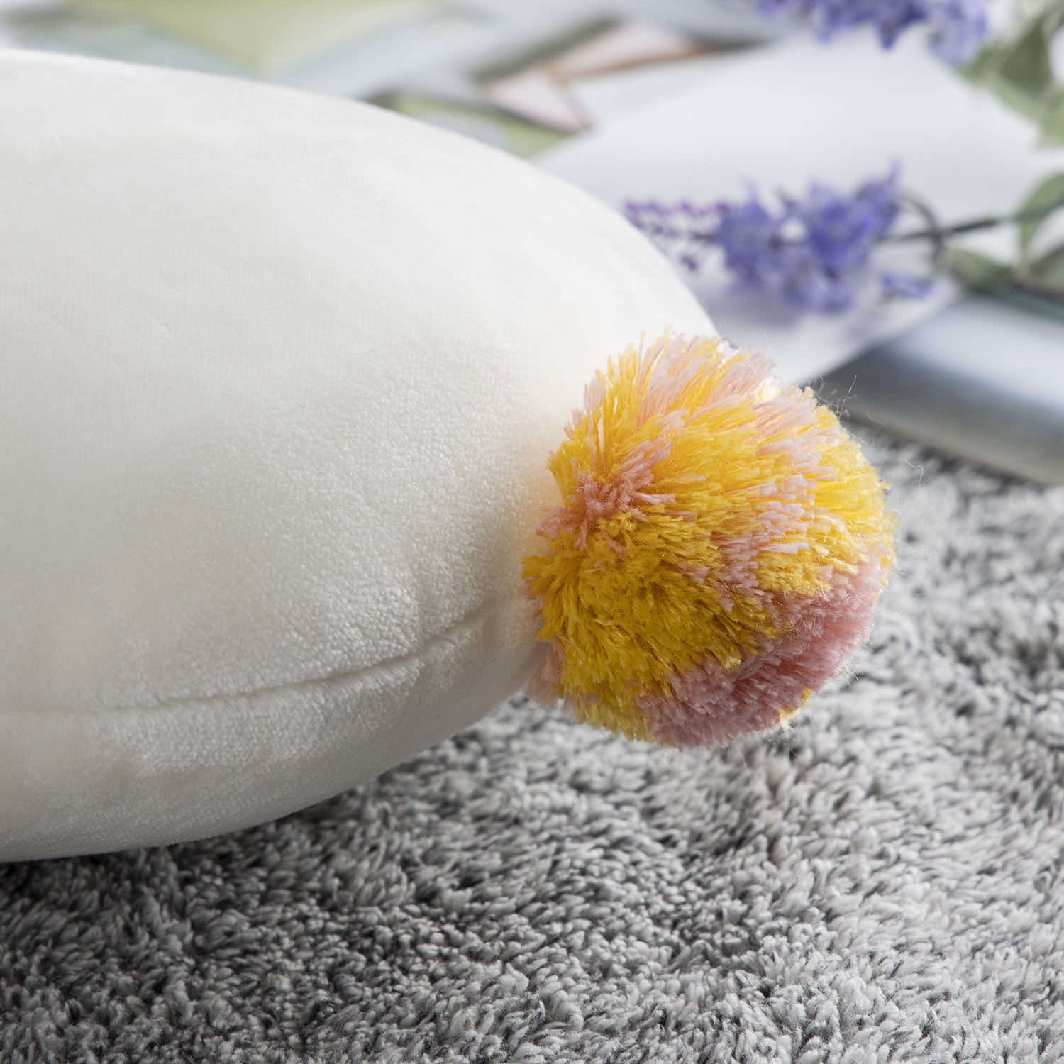 Phantoscope Rabbit Shaped Decorative Throw Pillow, Soft Plush Accent Pillow, 12 x 16 in, Cream