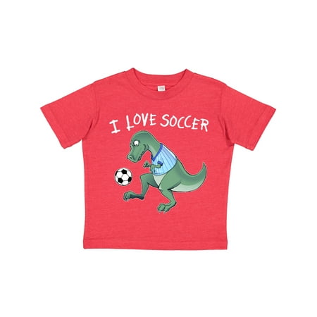 

Inktastic I Love Soccer-Dinosaur in Blue Gift Toddler Boy or Toddler Girl T-Shirt