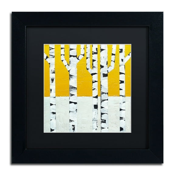 Trademark Fine Art "Seasonal Birches - Winter" Canvas Art by Michelle Calkins, Black Matte, Black Frame