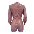 thumbnail image 4 of Miluxas Sequin Rompers for Women Clearance Long Sleeve Jumpsuits Playsuits Sparkle Metallic Party Romper Pink 10(XL), 4 of 5