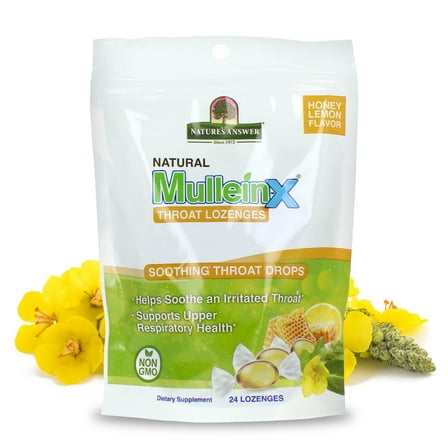 Nature's Answer Mullein‑X Respiratory Soothing Throat Lozenges, Alcohol Free, 24‑Count,