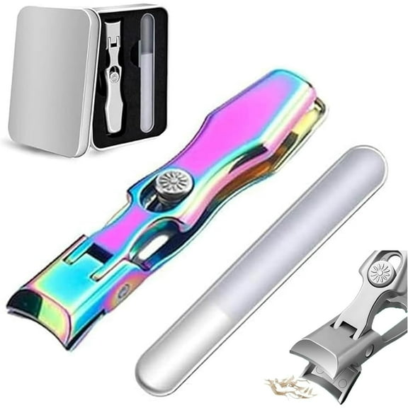 AmzDoer German Nail Clippers for Men, Women, Thick Nails, Large Wide Jaw Opening, Toe Nail Clippers for Seniors, Long Handle No Splash Fingernail Clipper with Catcher and Safety Lock