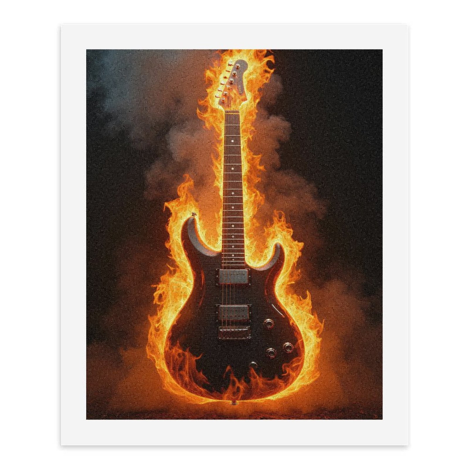 Paint By Numbers Kit for Adults Beginner - DIY Electric Guitar in Flames Canvas Painting Kits for Adults, Frameless Paint By Number for Adults for Home Wall Decor 16x20 Inch