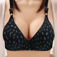 thumbnail image 3 of HVOBTTY Womens Basic Bras, Bras for Women, Women's Non Steel Ring Style Printed Gathered Middle Button Breathable Underwear Daily Bra Black, L, 3 of 4