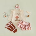 thumbnail image 2 of mgoYE Baby Girl Football Outfit Romper Shorts Bow Headband Socks Set Sundays are for with Daddy Football Game Day Clothes, 2 of 4
