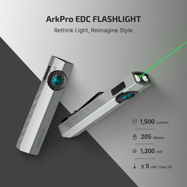 OLIGHT ArkPro EDC Flat Flashlight Rechargeable with Green Beam, UV