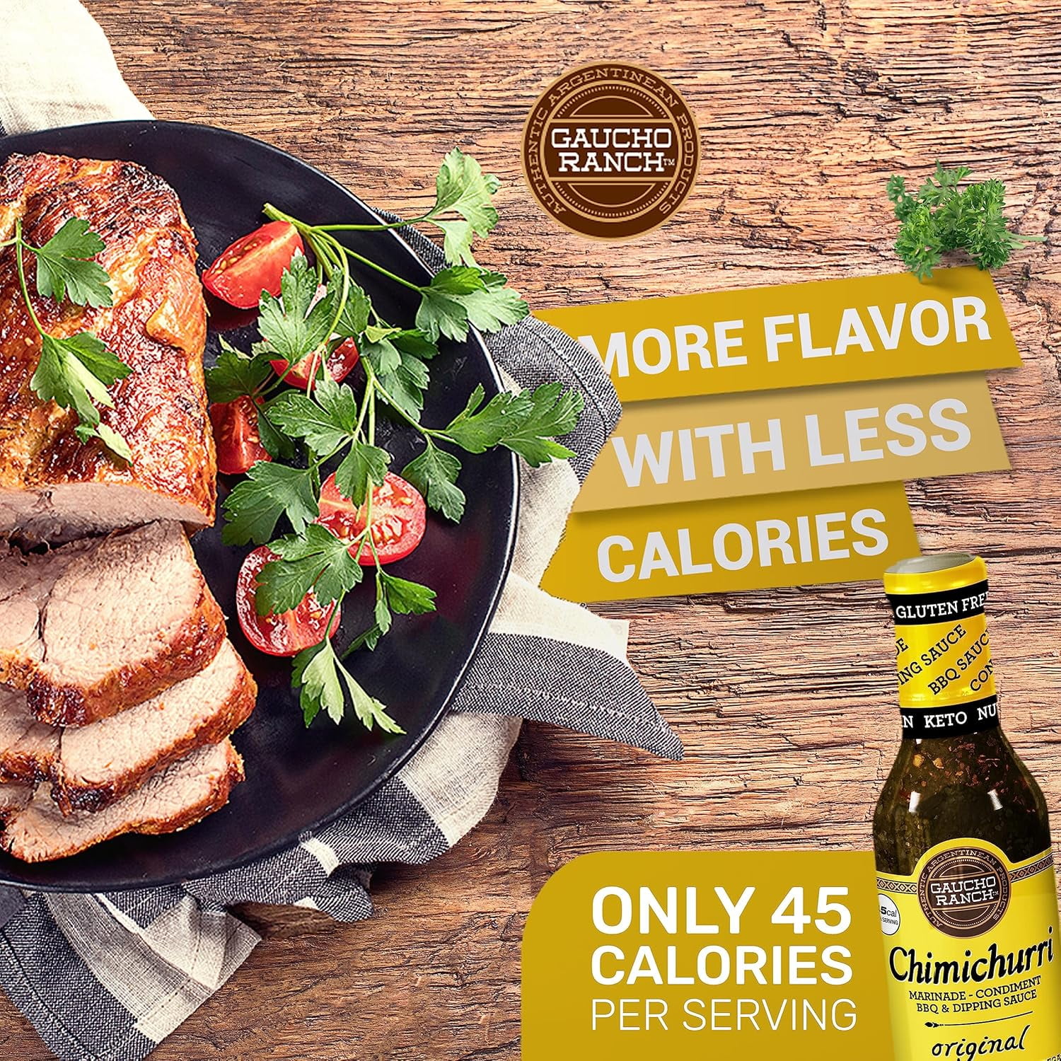 (2 pack) Gaucho Ranch Chimichurri Sauce Original Flavor | Chimichurri Seasoning Mix of Parsley, Garlic and Rosemary with Hints of Oregano | Adobo Sauce Gluten Free, Keto, Vegan | Ideal for Meat - 12.5oz