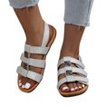 thumbnail image 4 of Women’s Flat Sandals, Soft Straps Slip-on Open Toe Light Weight Elastic Slingback Comfort Casual Walking Sandals Silver 9.5, 4 of 7