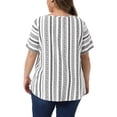 thumbnail image 4 of DARING DIVA Women's Plus Crew Neck Short Sleeve Boho Striped Blouse Top 1X White, 4 of 6