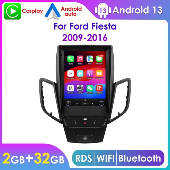 Hizpo 9.7" Touch Screen Android 13 Bluetooth Apple CarPlay 2 32GB Wifi AUX Car Stereo Radio Head Unit Multimedia GPS Navigation Player In Dash For Ford Fiesta 2009 2010 2011 2012 2013 2014 2015 2016