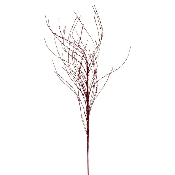 Vickerman 37" Burgundy Wavy Twig Glitter Spray, 6 per bag.