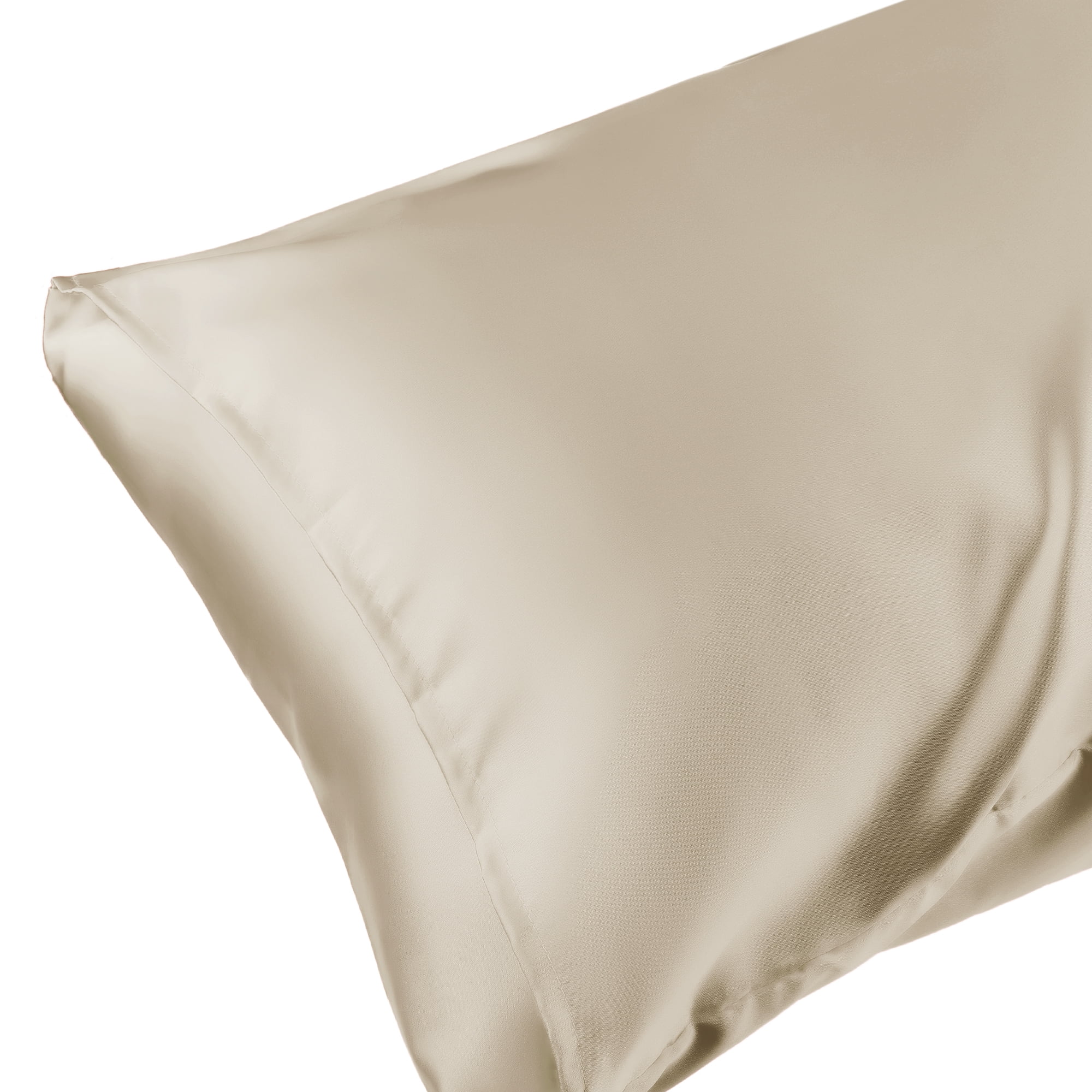 Unique Bargains Envelope Closure Breathable and Soft Satin Pillowcase (2 Count) Light Tan Standard