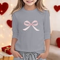 thumbnail image 2 of Graphic Tees for Girls Kids Fashion 3/4 Short Sleeve Girls T Shirts 4t Crewneck Bowknot Tops Loose Fit T Shirts Summer Outfit Size 4-5 Years,2-Grey, 2 of 4