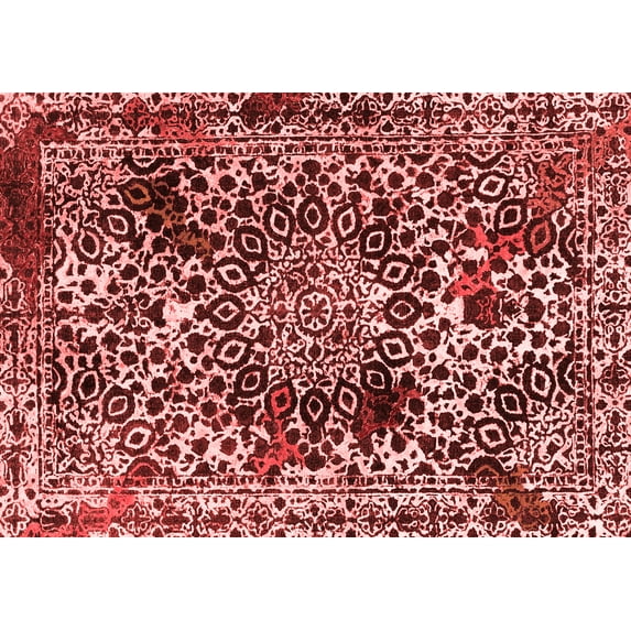 Ahgly Company Indoor Rectangle Abstract Red Modern Area Rugs, 2' x 4'